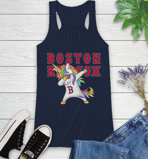 Boston Red Sox MLB Baseball Funny Unicorn Dabbing Sports Racerback Tank 12