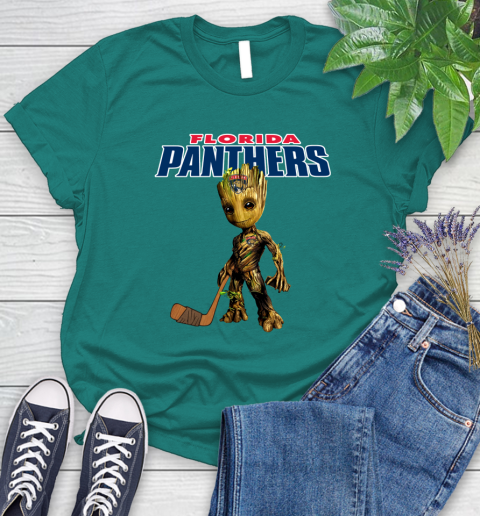 Florida Panthers NHL Hockey Groot Marvel Guardians Of The Galaxy Women's T-Shirt 12