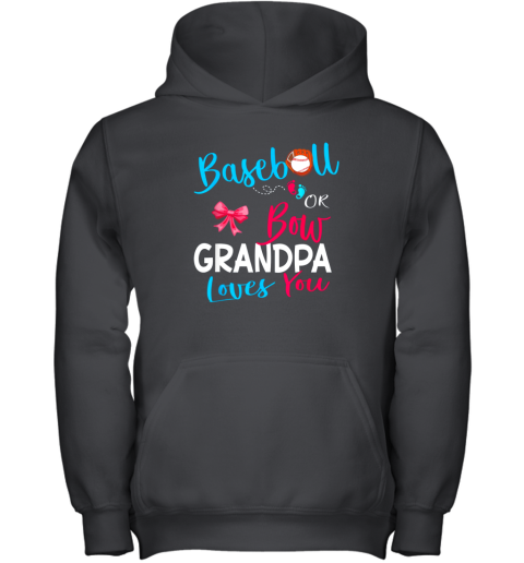 Mens Baseball or Bow Grandpa Loves You Gender Reveal Team Gift Youth Hoodie