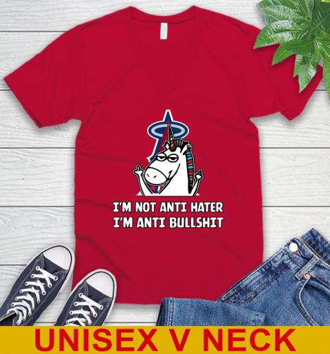 Los Angeles Angels MLB Baseball Unicorn I'm Not Anti Hater I'm Anti Bullshit (1) V-Neck T-Shirt 7