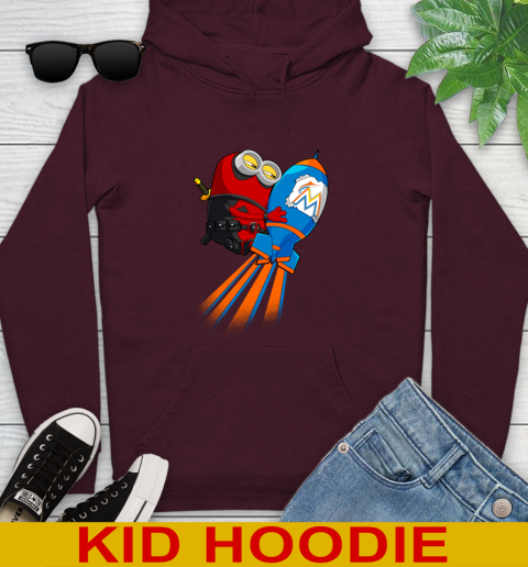 MLB Baseball Miami Marlins Deadpool Minion Marvel Shirt Youth Hoodie 7