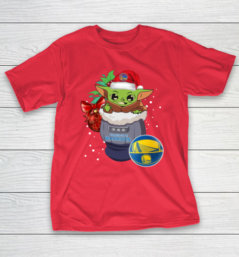 Golden State Warriors Christmas Baby Yoda Star Wars Funny Happy NBA T-Shirt 10