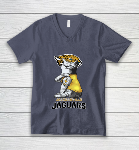 NFL Football My Cat Loves Jacksonville Jaguars V-Neck T-Shirt 7