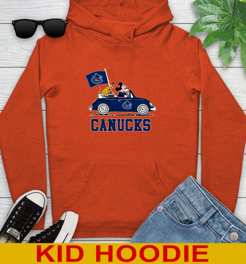 NHL Hockey Vancouver Canucks Pluto Mickey Driving Disney Shirt Youth Hoodie 5