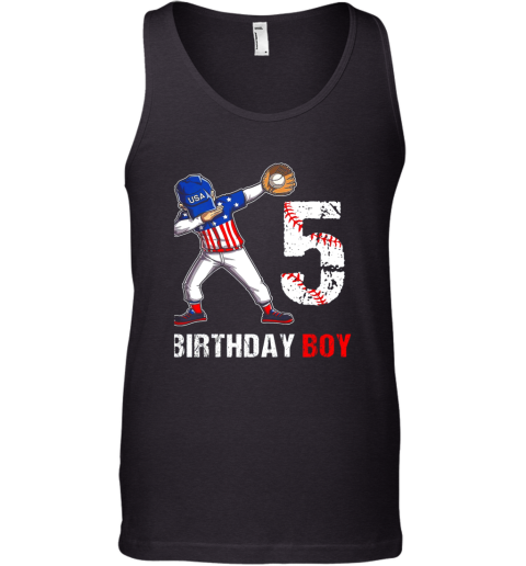 Kids 5 Years Old 5th Birthday Baseball Dabbing Shirt Gift Party Tank Top