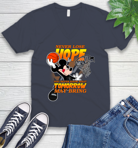 San Antonio Spurs NBA Basketball Mickey Disney Never Lose Hope V-Neck T-Shirt 8