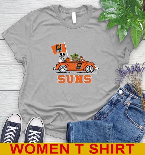 NBA Basketball Phoenix Suns Darth Vader Baby Yoda Driving Star Wars Shirt Women's T-Shirt 5