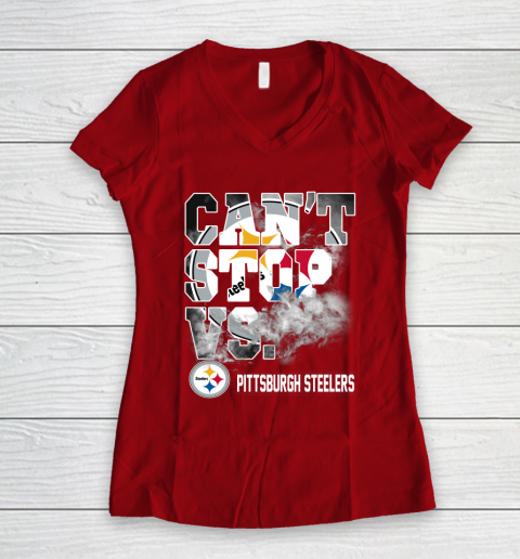 NFL Pittsburgh Steelers Can't Stop Vs Women's V-Neck T-Shirt 8