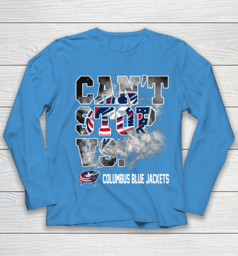 NHL Columbus Blue Jackets Hockey Can't Stop Vs Youth Long Sleeve 5