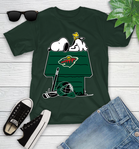 Minnesota Wild NHL Hockey Snoopy Woodstock The Peanuts Movie Youth T-Shirt 5