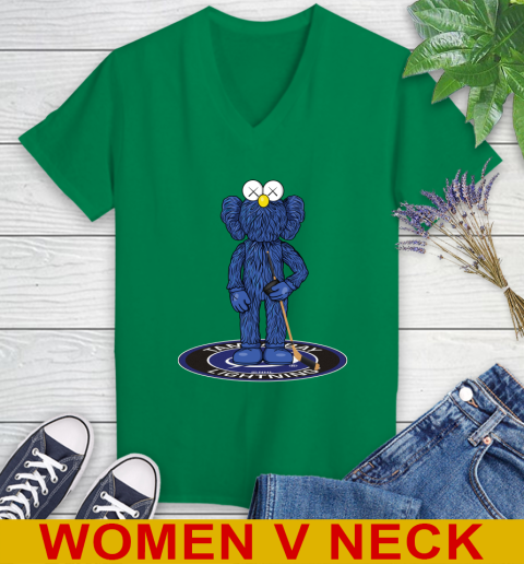 NHL Hockey Tampa Bay Lightning Kaws Bff Blue Figure Shirt Women's V-Neck T-Shirt 6