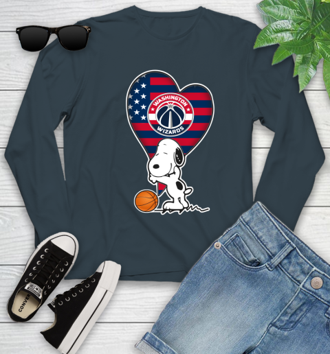 Washington Wizards NBA Basketball The Peanuts Movie Adorable Snoopy Youth Long Sleeve 8