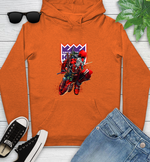 NBA Deadpool Marvel Comics Sports Basketball Sacramento Kings Youth Hoodie 5