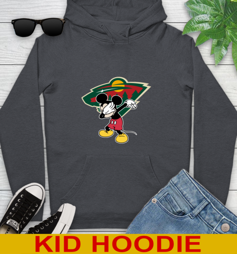 Minnesota Wild NHL Hockey Dabbing Mickey Disney Sports Youth Hoodie 9