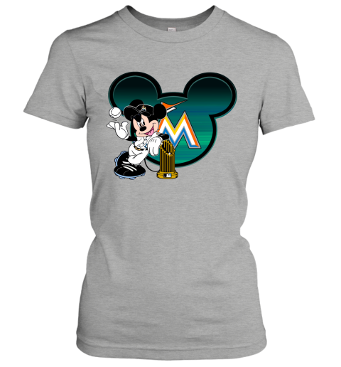 MLB Baseball Miami Marlins Cheerful Mickey Disney Shirt T-Shirt