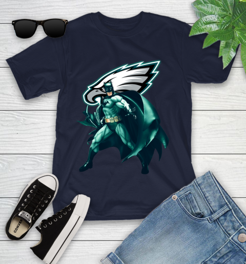 NFL Batman Football Sports Philadelphia Eagles Youth T-Shirt 3