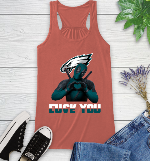 NHL Philadelphia Eagles Deadpool Love You Fuck You Football Sports Racerback Tank 3