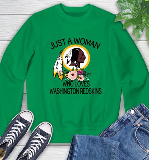 NFL Just A Woman Who Loves Washington Redskins Football Sports Sweatshirt 4