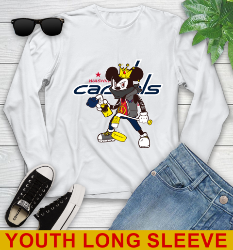 Washington Capitals NHL Hockey Mickey Peace Sign Sports Youth Long Sleeve