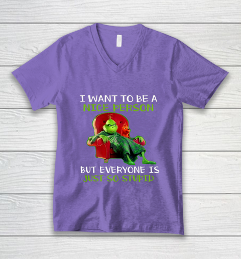 Tee Christmas Grinch Xmas funny quotes V-Neck T-Shirt 8