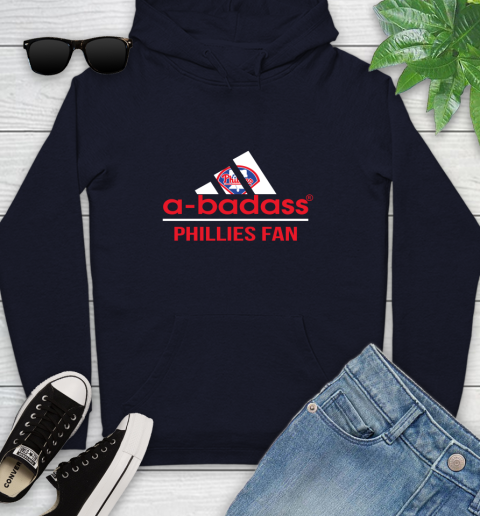 MLB A Badass Philadelphia Phillies Fan Adidas Baseball Sports Youth Hoodie 3