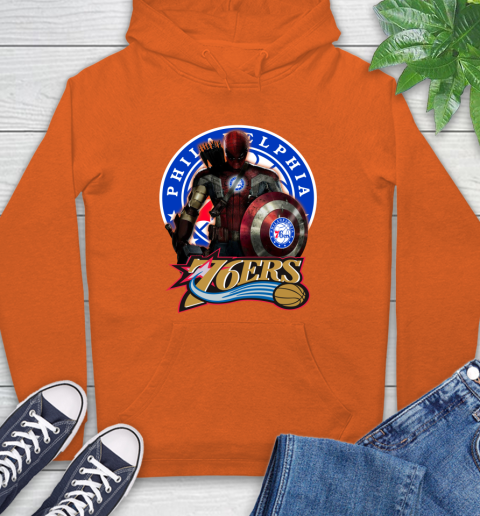 Philadelphia 76ers NBA Basketball Captain America Thor Spider Man Hawkeye Avengers (1) Hoodie 5