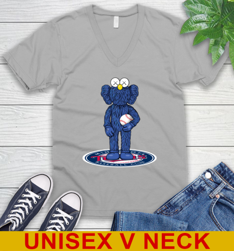 MLB Baseball Minnesota Twins Kaws Bff Blue Figure Shirt V-Neck T-Shirt 4