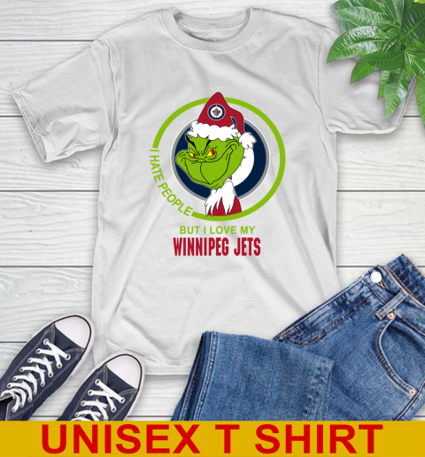 Winnipeg Jets NHL Christmas Grinch I Hate People But I Love My Favorite Hockey Team T-Shirt