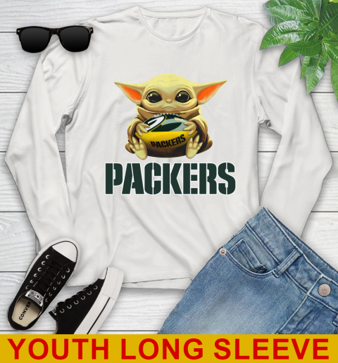 NFL Football Green Bay Packers Baby Yoda Star Wars Shirt Youth Long Sleeve 12