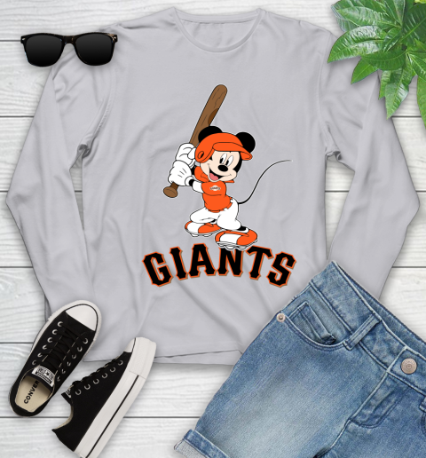 MLB Baseball San Francisco Giants Cheerful Mickey Mouse Shirt Youth Long Sleeve 5