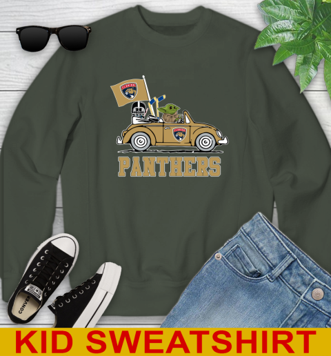 NHL Hockey Florida Panthers Darth Vader Baby Yoda Driving Star Wars Shirt Youth Sweatshirt 9
