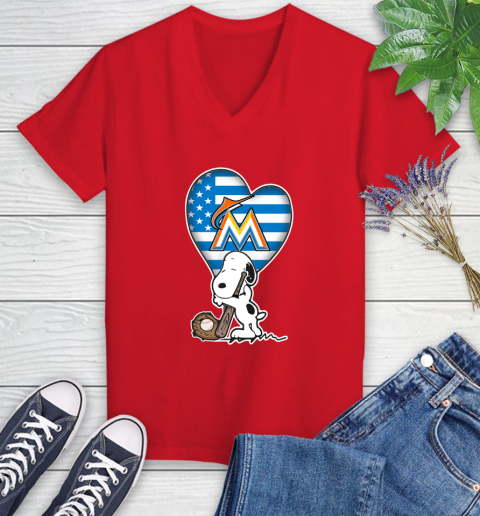 Milwaukee Brewers MLB Baseball The Peanuts Movie Adorable Snoopy (2) Women's V-Neck T-Shirt 12