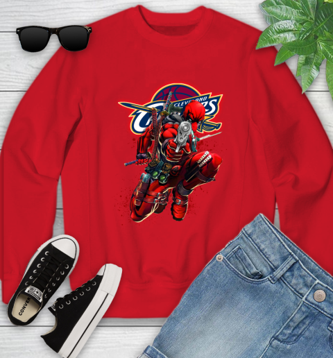 NBA Deadpool Marvel Comics Sports Basketball Cleveland Cavaliers Youth Sweatshirt 9
