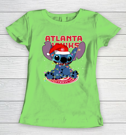 Atlanta Hawks NBA noel stitch Basketball Christmas Women's T-Shirt 5