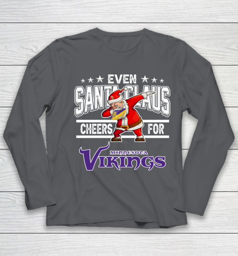 Minnesota Vikings Even Santa Claus Cheers For Christmas NFL Youth Long Sleeve 6