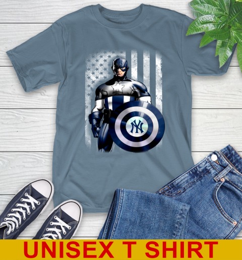 New York Yankees MLB Baseball Captain America Marvel Avengers American Flag Shirt T-Shirt 8