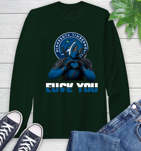 NBA Minnesota Timberwolves Deadpool Love You Fuck You Basketball Sports Long Sleeve T-Shirt 7