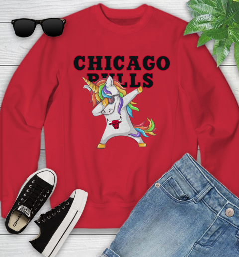 Chicago Bulls NBA Basketball Funny Unicorn Dabbing Sports Youth Sweatshirt 9