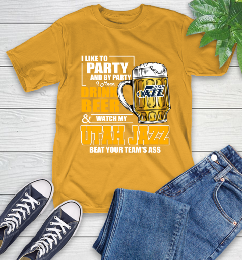 NBA Drink Beer and Watch My Utah Jazz Beat Your Team's Ass Basketball T-Shirt 2