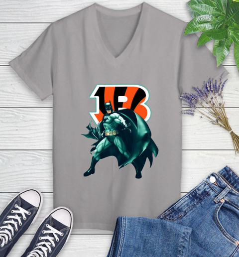 NFL Batman Football Sports Cincinnati Bengals Women's V-Neck T-Shirt 4