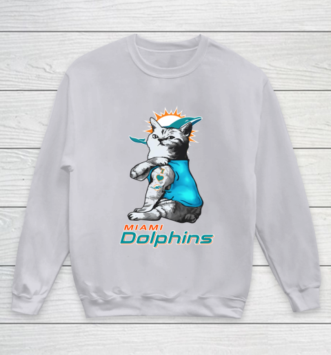 NFL Football My Cat Loves Miami Dolphins Youth Sweatshirt 3