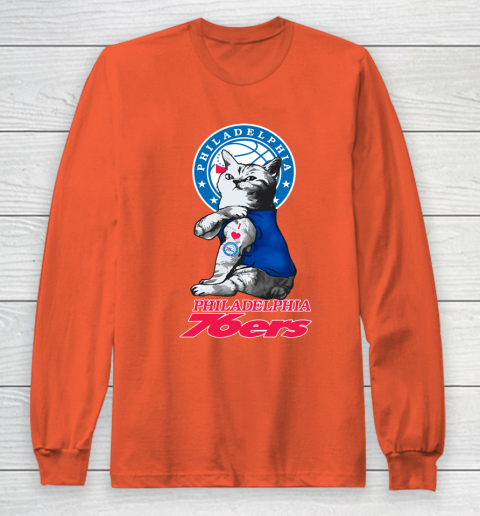 NBA Basketball My Cat Loves Philadelphia 76ers Long Sleeve T-Shirt 3