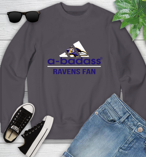 NFL A Badass Baltimore Ravens Fan Adidas Football Sports Youth Sweatshirt 5