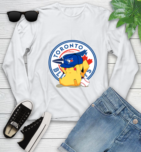 MLB Pikachu Baseball Sports Toronto Blue Jays Youth Long Sleeve