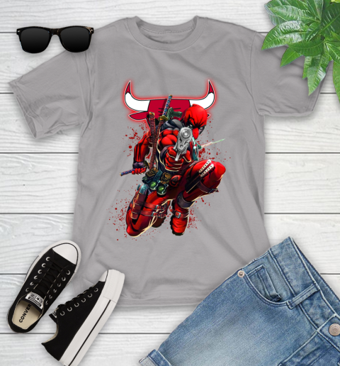 NBA Deadpool Marvel Comics Sports Basketball Chicago Bulls Youth T-Shirt 4