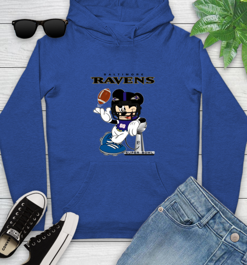 NFL Baltimore Ravens Mickey Mouse Disney Super Bowl Football T Shirt Youth Hoodie 9