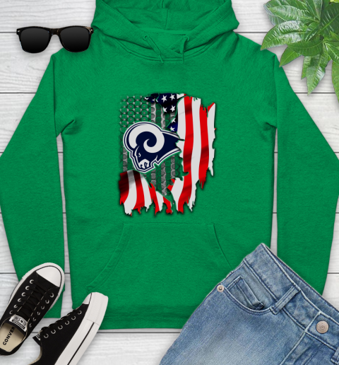 Los Angeles Rams NFL Football American Flag Youth Hoodie 9