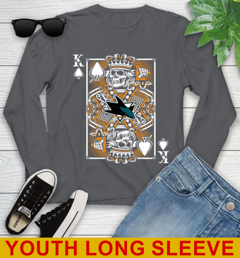 San Jose Sharks NHL Hockey The King Of Spades Death Cards Shirt Youth Long Sleeve 9
