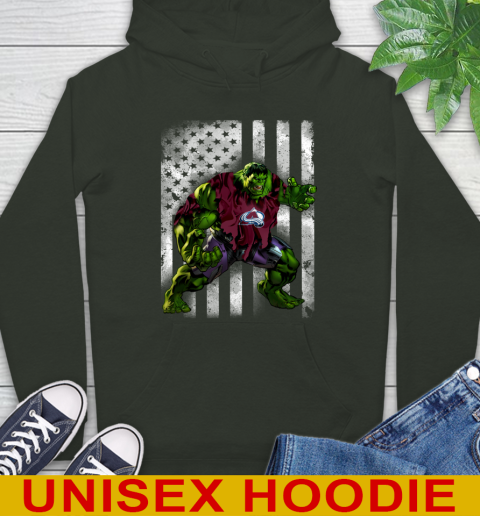 Colorado Avalanche Hulk Marvel Avengers NHL Hockey American Flag Hoodie 12