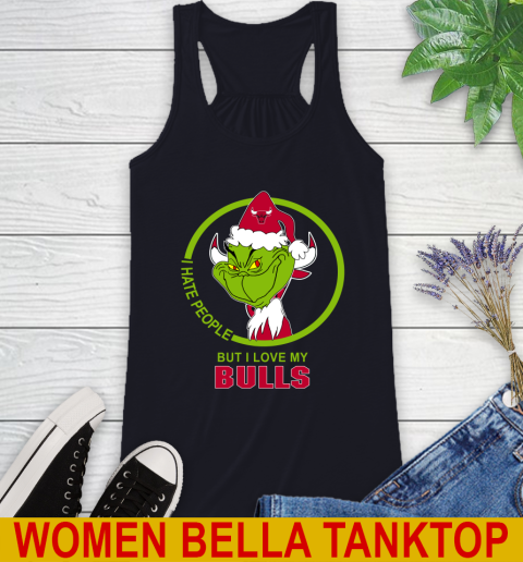 Chicago Bulls NBA Christmas Grinch I Hate People But I Love My Favorite Basketball Team Racerback Tank 10